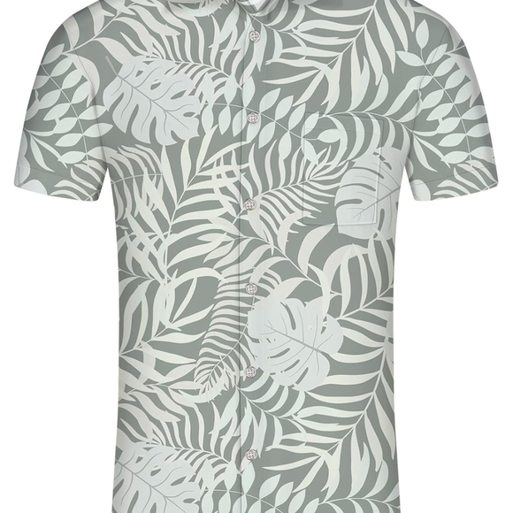 Tropical Leaf Print Men's Shirt - Picture 2 of 5